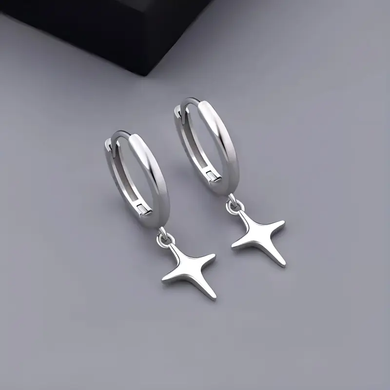 Stone Edge Poly 999 Fine Silver Sterling Silver Hoop Earrings Unisex-4