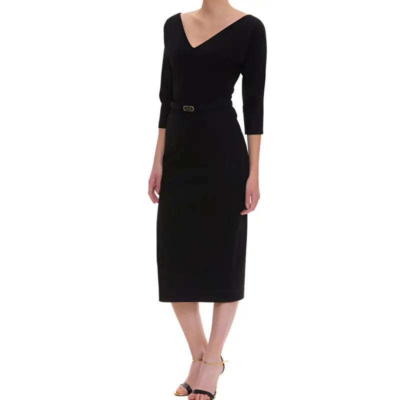 FENDI Long-Sleeved Dresses Women's Black-4