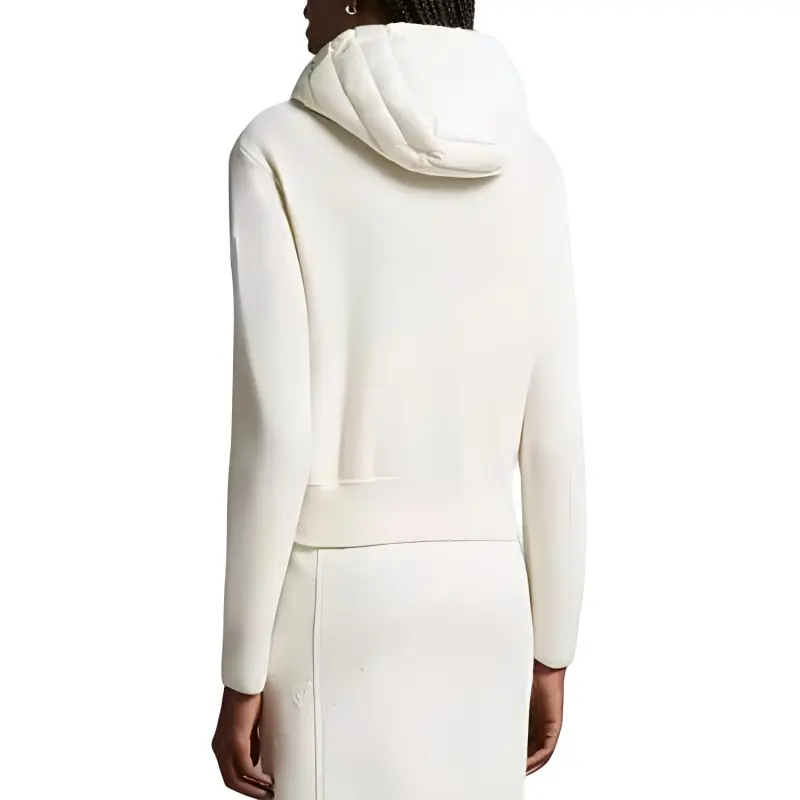 Moncler Padded Wool Zip Up Hoodie Down Jacket Women's White-2