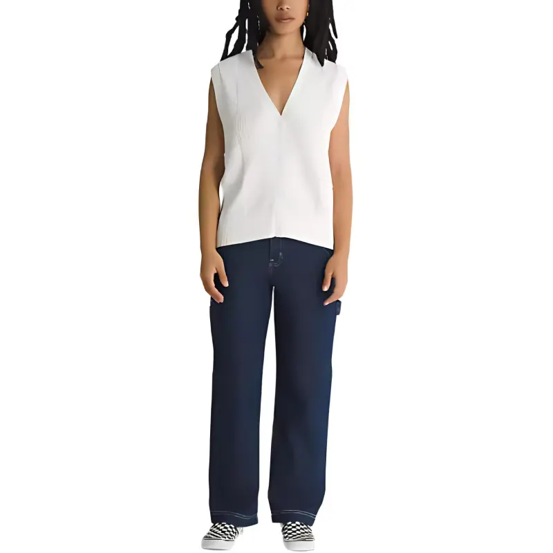 Vans Avenue Sweater Vest Tank Tops Women's White-1