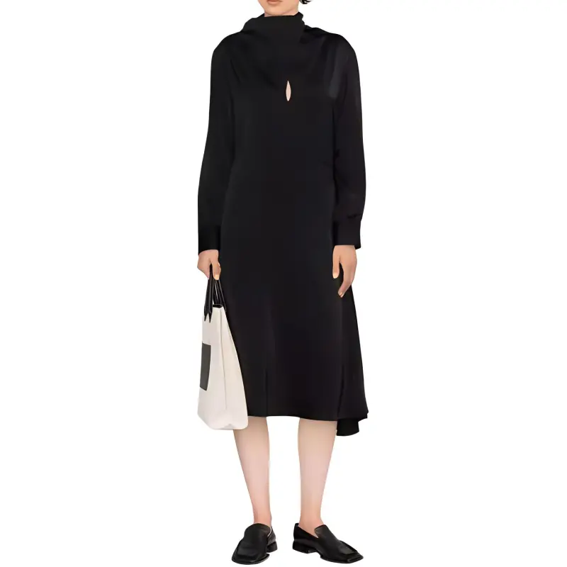 JIL SANDER Long Sleeved A Line Cut Out Detailed Dress-1