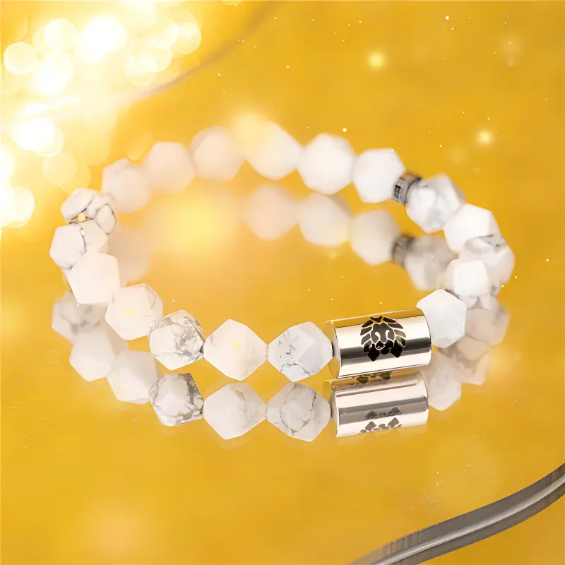 Rastaclat White Turquoise Small Lion Chinese Style Beaded Bracelet Unisex-1