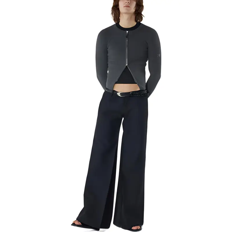 Fax Copy Express Wide Leg Moderate Casual Pants All Unisex Black-4