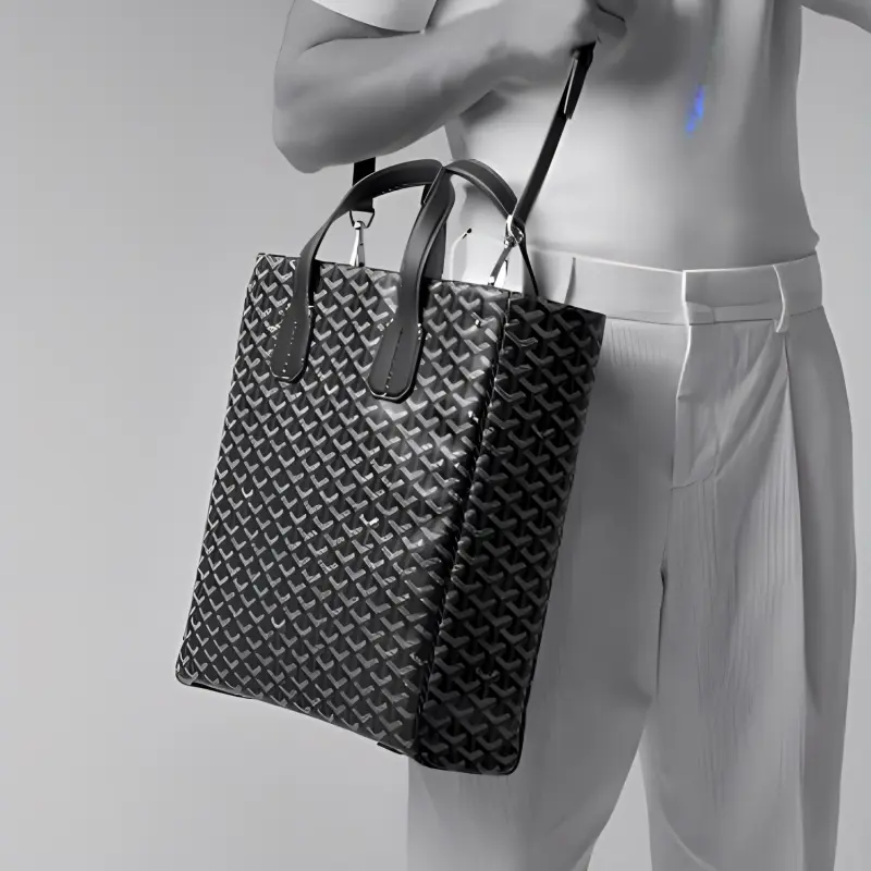 GOYARD Voltaire Canvas With Leather Shoulder Bag, Handbag Women's Black-3