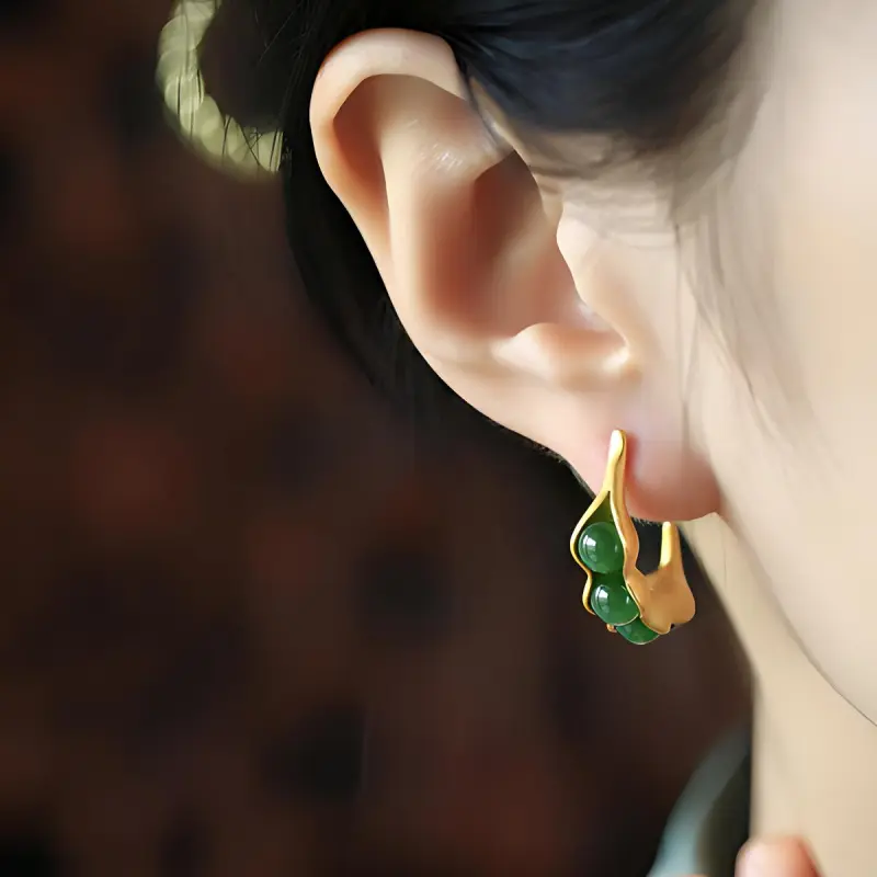 Xiaoyinjiang Hetian Jade Earrings Jasper Women's-2