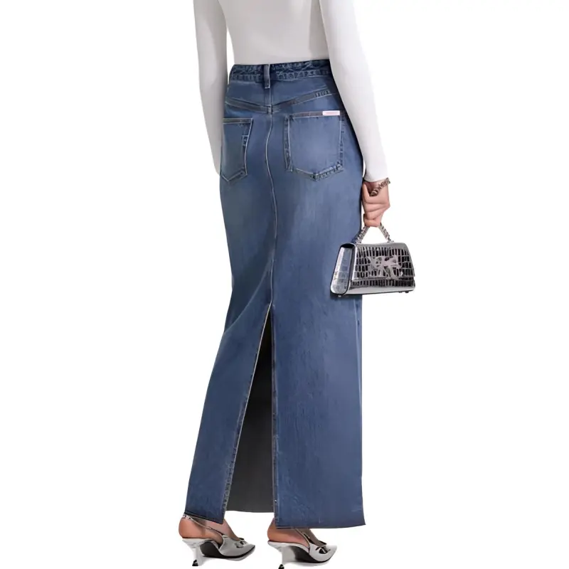 Self portrait Denim Long Skirt Women's Denim Blue-1
