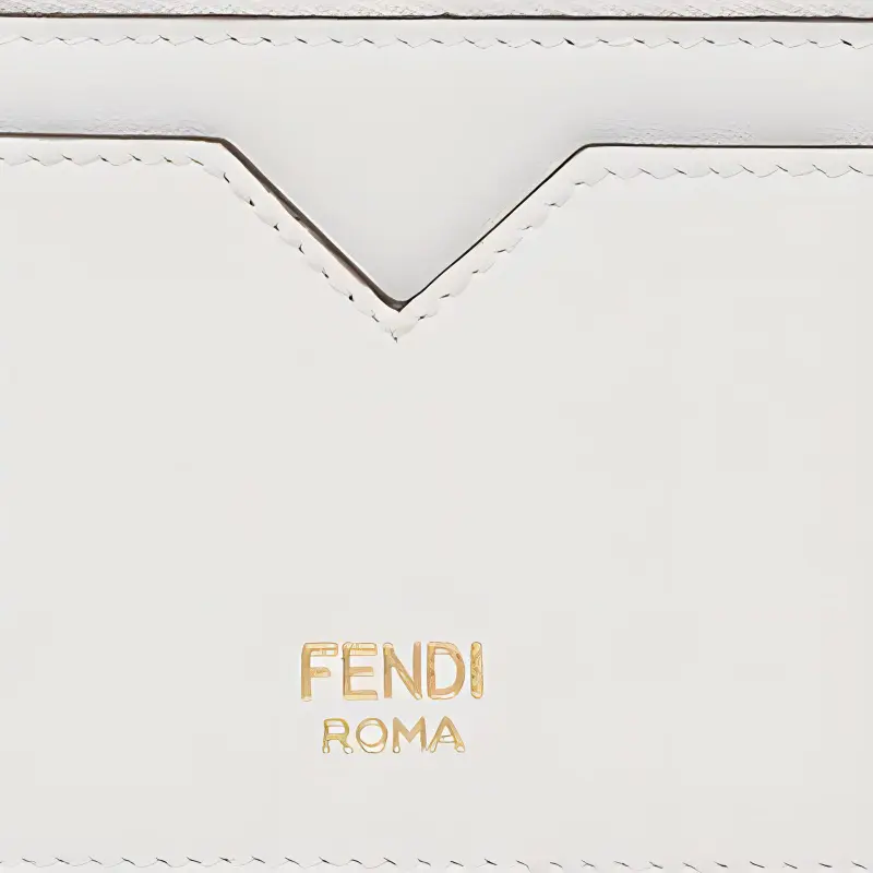 FENDI FF Diamonds Series Leather Card Holder Women's White/Pink-3