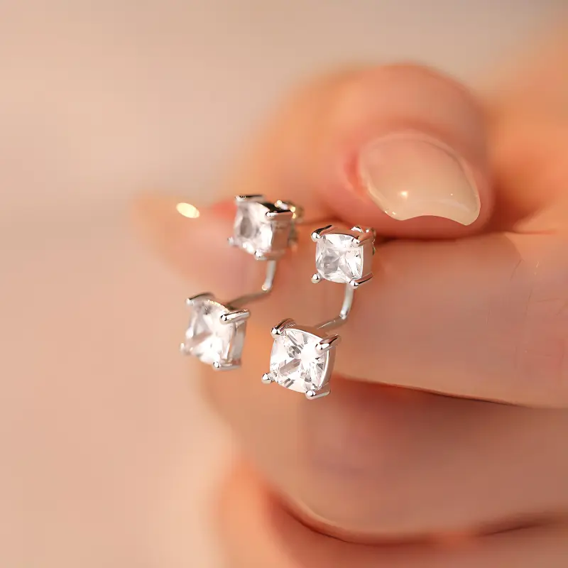 MONI JEWELLERY S 925 Sterling Silver Zircon Stud Earrings Women's-4