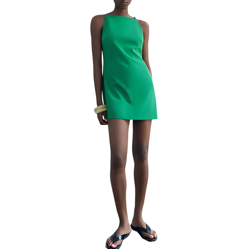 ZARA ZW Series Slip Dresses Women's Green-2