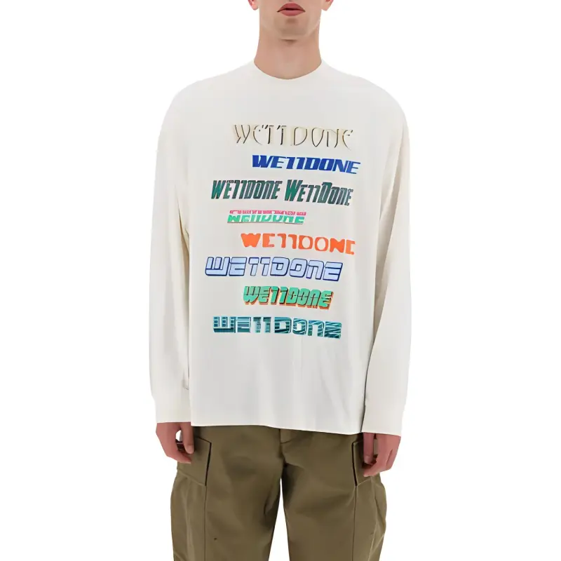 WE11DONE Logo Contrast Letter Crew Neck Sweatshirt-1