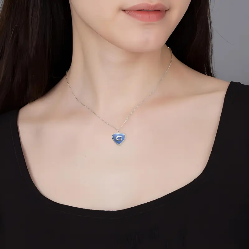 COACH Brass Necklaces Women's Blue/Silver-3