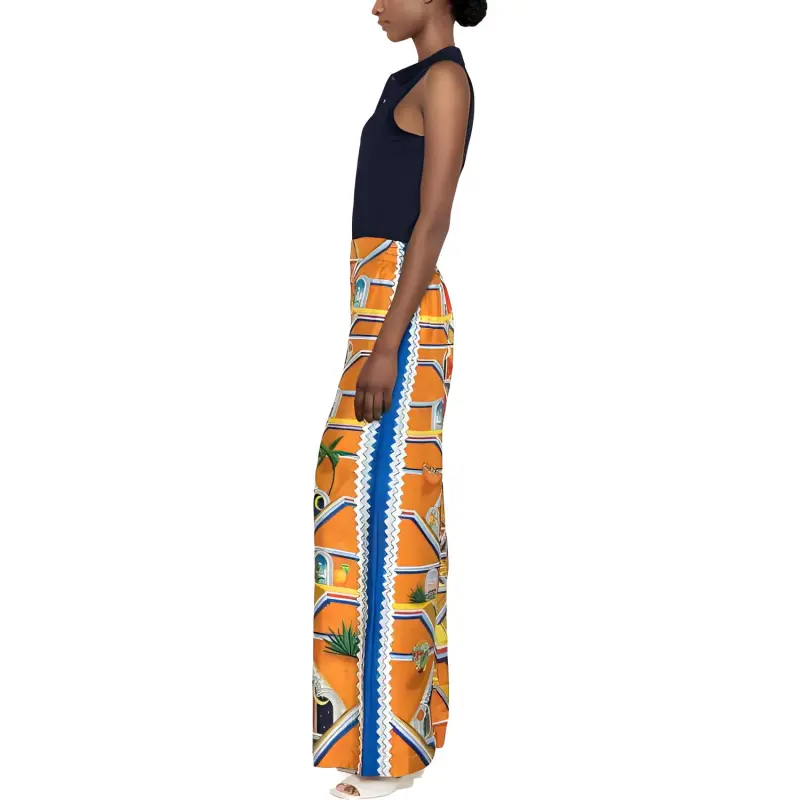 CASABLANCA Graphic Printed High Waist Wide Leg Trousers-3