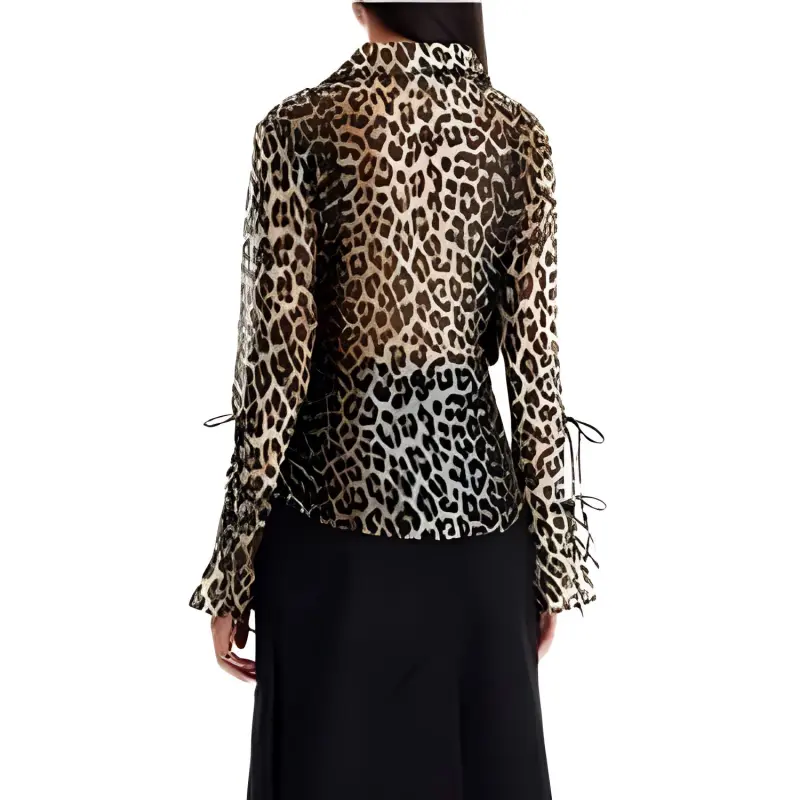 GANNI Leopard Printed V Neck Blouse-3