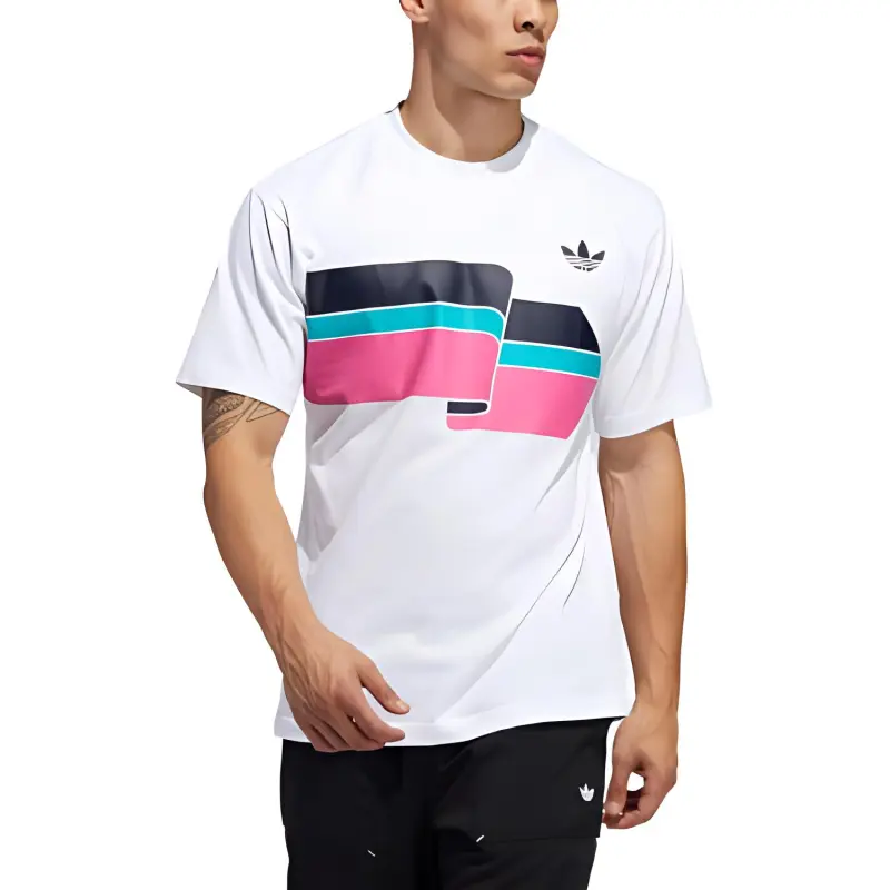 Adidas Originals T Shirts Men White Pink-2