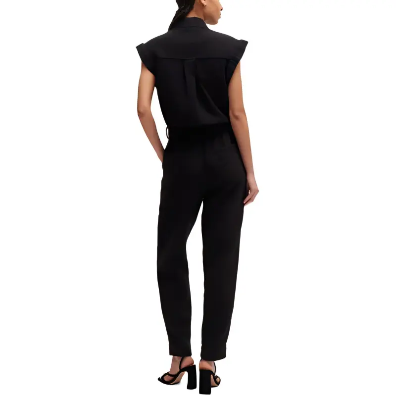 HUGO BOSS Belted Utility Jumpsuit In Cotton Jumpsuit Women's Black-3