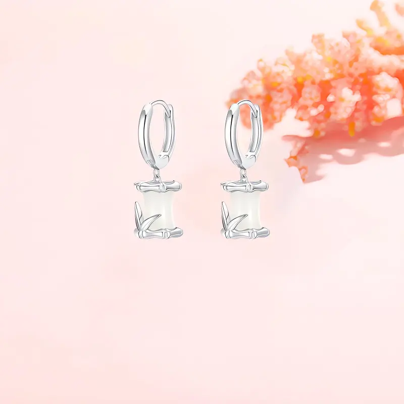 CHINA GOLD Hetian Jade Earrings White Jade/Pale Greenish White Jade Women's-3