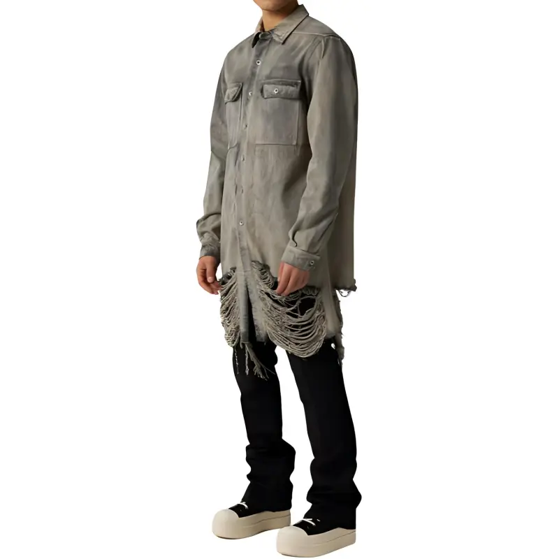Rick Owens DRKSHDW Frayed Distressed effect Denim Jacket-3