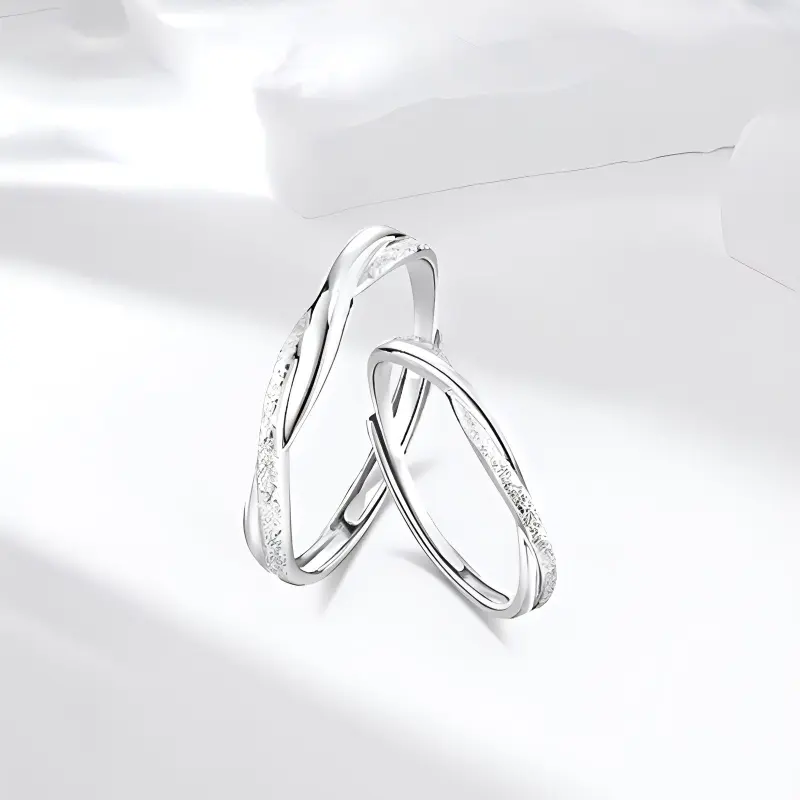 Muyan S999 Fine Silver Interwoven Love Ring Unisex-2