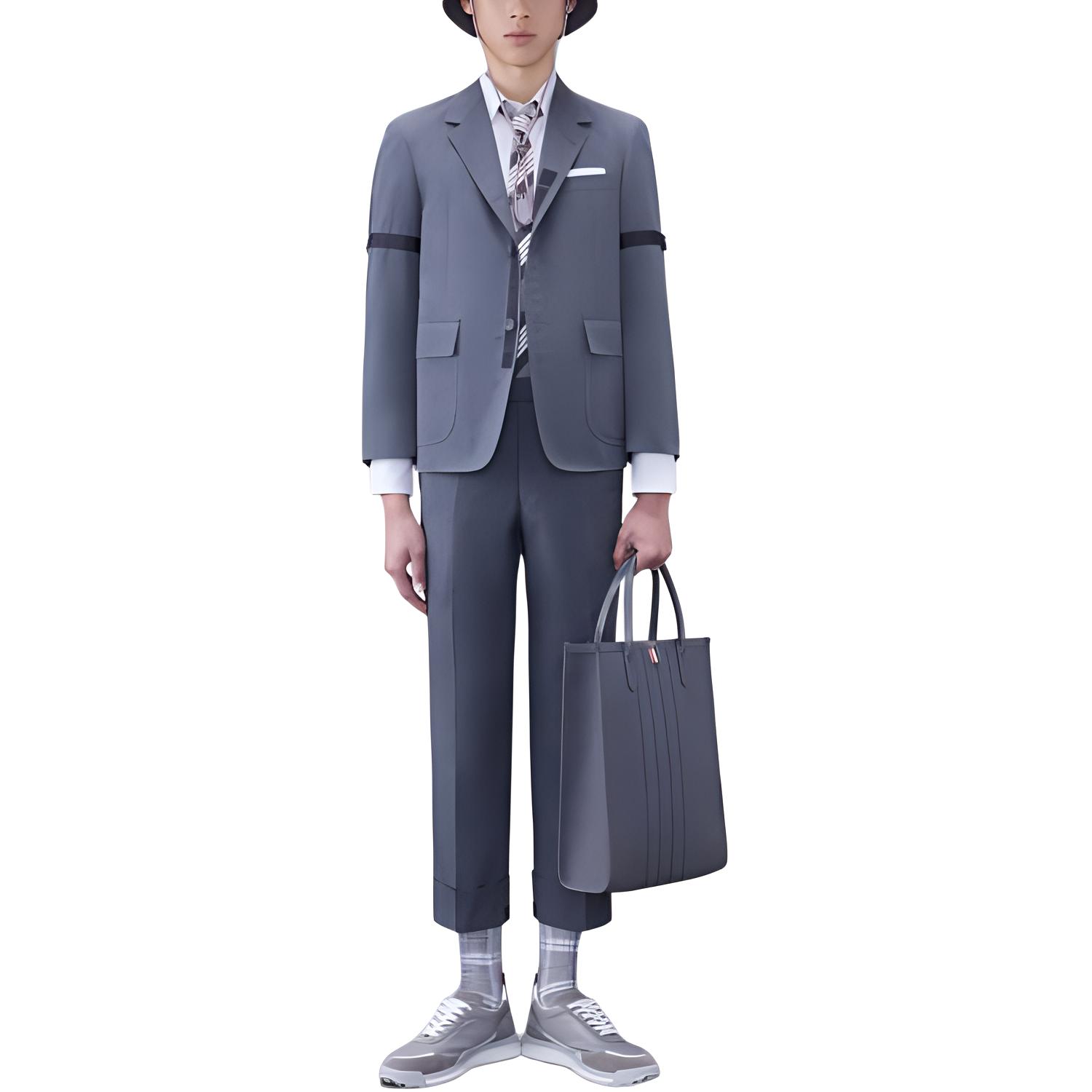 THOM BROWNE Straight Leg Turn-Up Hem Trousers - POIZON
