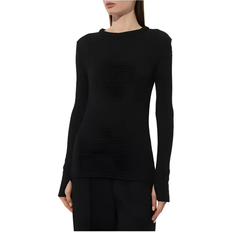 JIL SANDER Smocked Long Sleeved Crewneck Top-2
