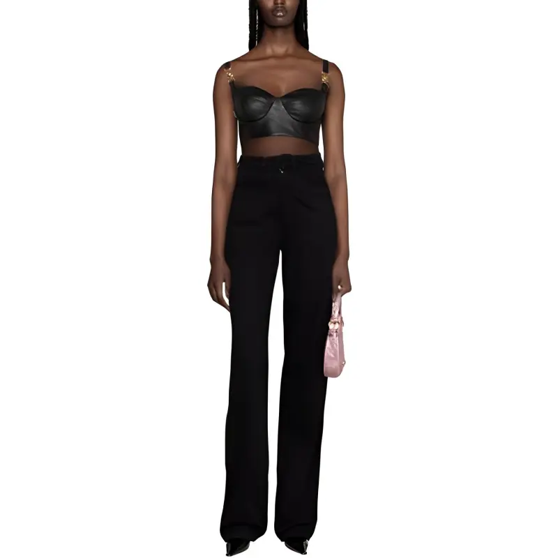 VERSACE Zipped Leather Top-1