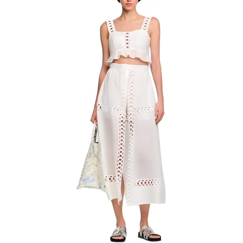 Sandro Casual Long Skirt Women's White-3