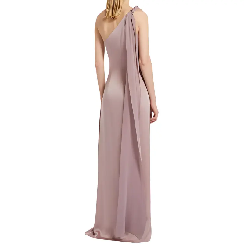MaxMara Studio Bernard Collection Envers Satin One Shoulder Dress Sleeveless Dress Women's Fuchsia-2