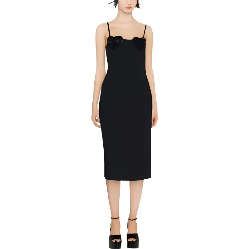 Blumarine Heart Rhinestone Embellished Slip Dress-1