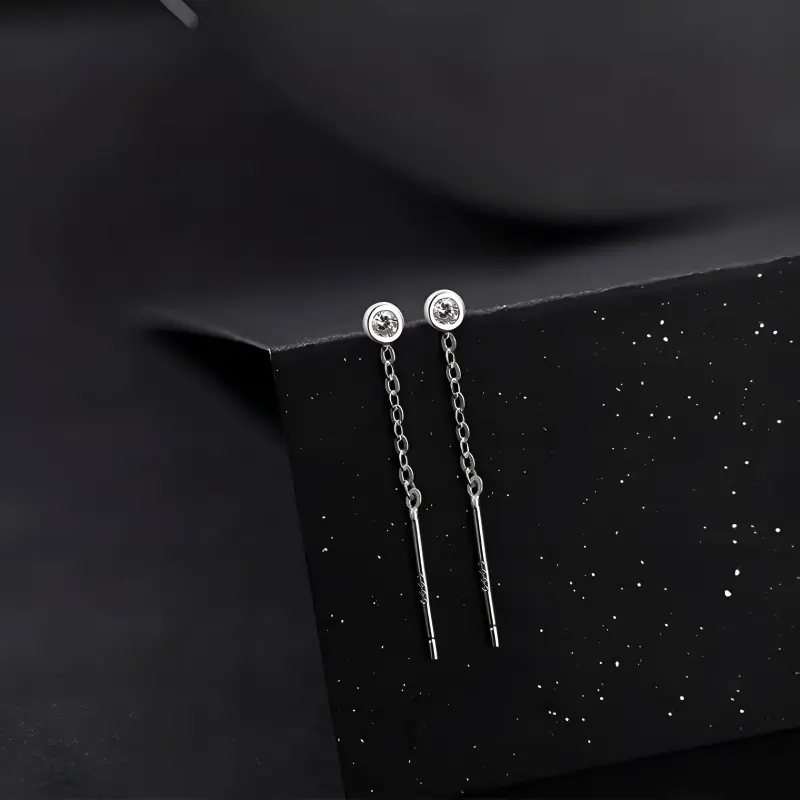 UX S999 Fine Silver Drop Earrings Women's-2