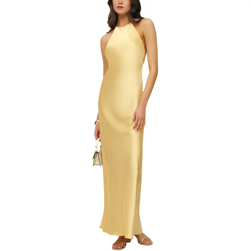 REFORMATION Jeany Silk Dress Slip Dresses Women's Yellow-1