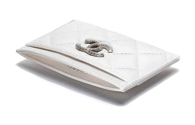 CHANEL Lambskin Wallet, Card Holder Women's White-2