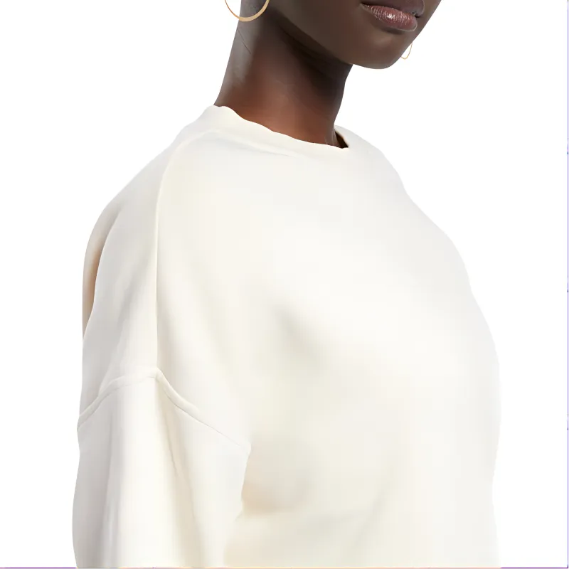Reebok Solid Color Loose Fit Crew Neck Drop Shoulder Women's White-3