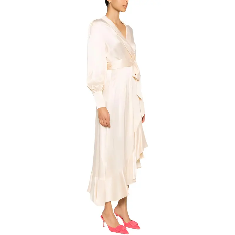 Zimmermann V-Neck Asymmetric Hem Midi Dress-4