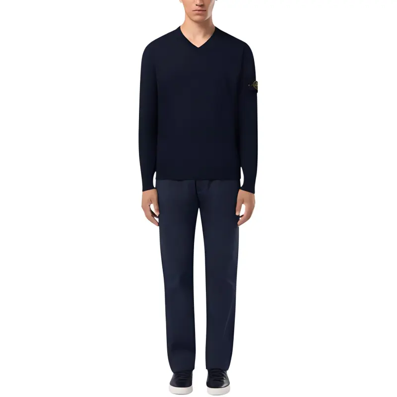 STONE ISLAND V Neck Ribbed Jumper-1