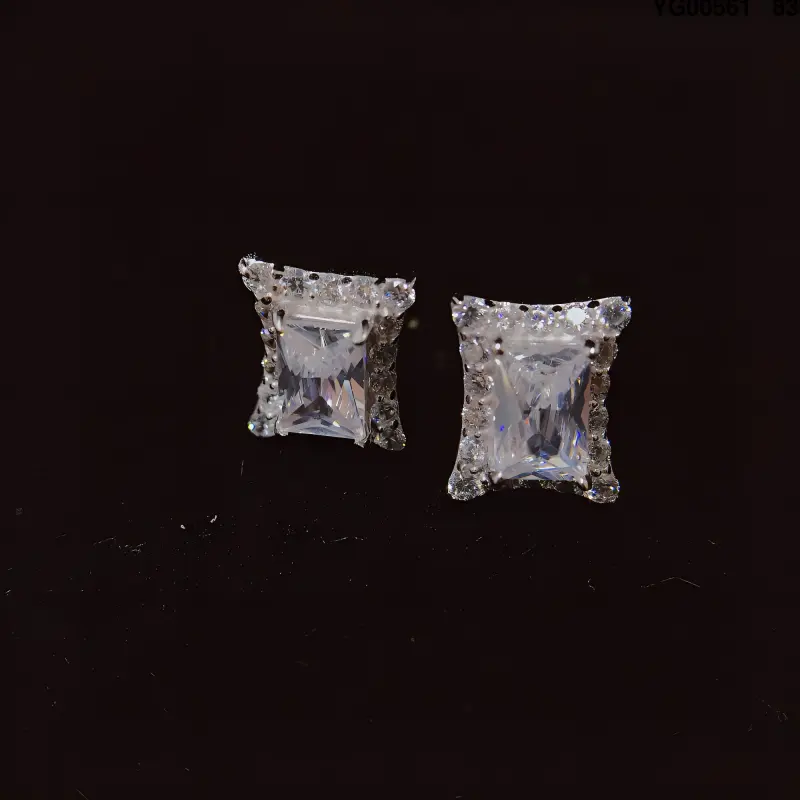 OUBI.YABI 925 Sterling Silver Needle Zircon Stud Earrings Women's-2