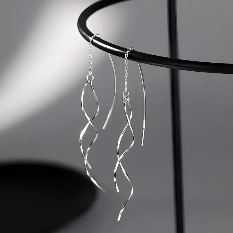 Beauty 925 Sterling Silver Drop Earrings Women's-2