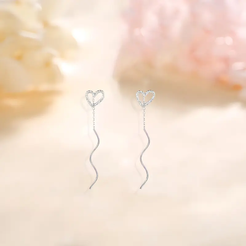 LUYUO 999 Fine Silver Drop Earrings Women's-1
