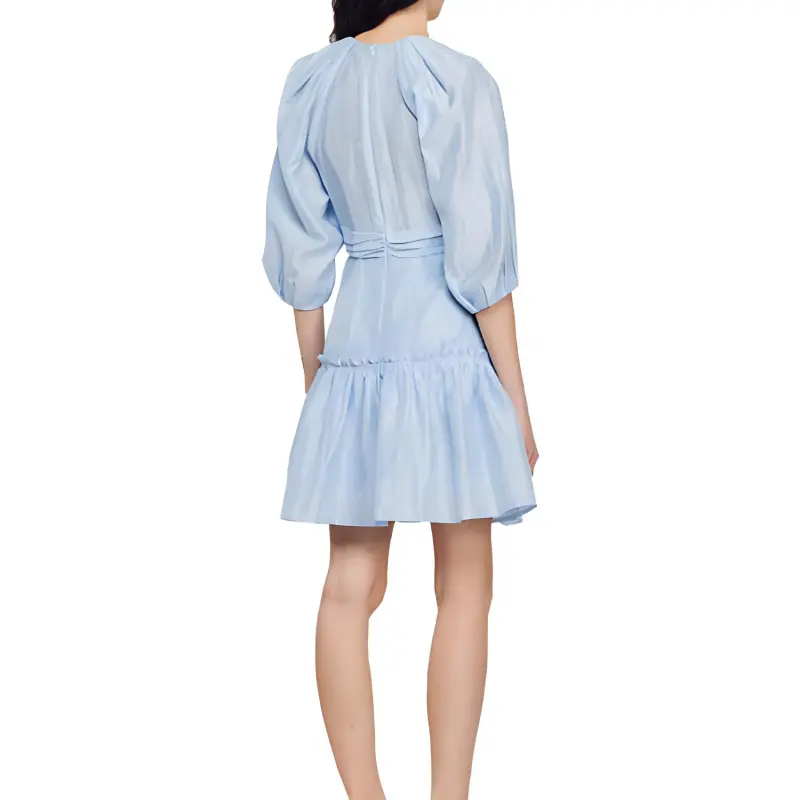 Sandro Short Sleeved Dress Women's Blue-2