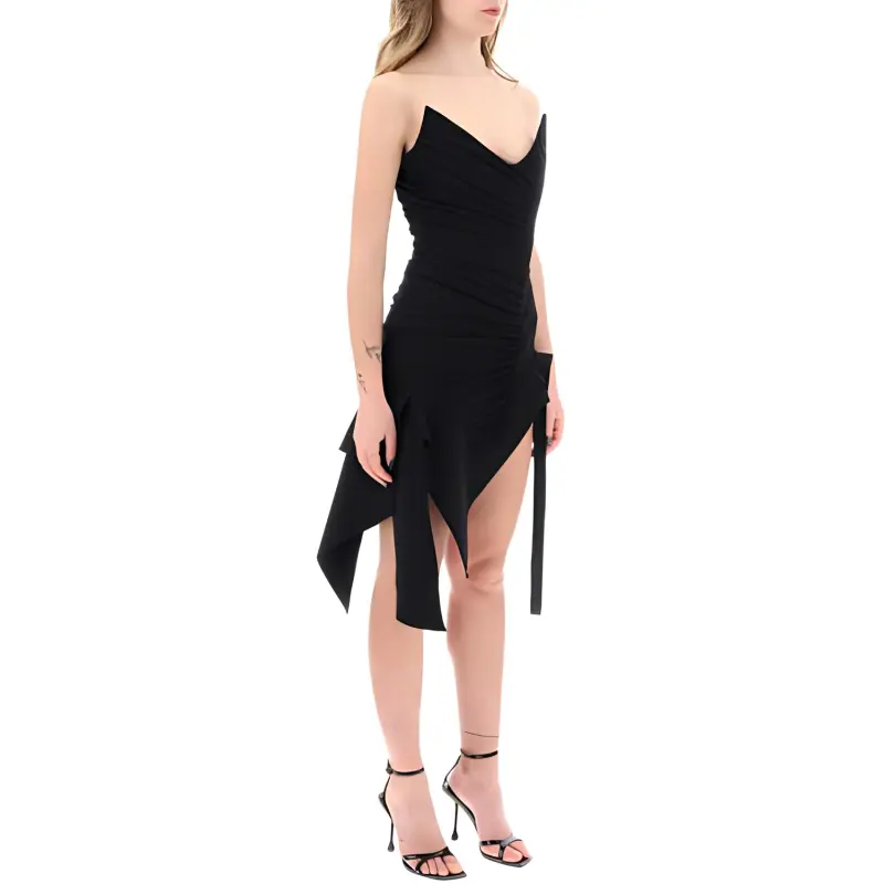 Mugler Asymmetric Ruched Bustier Dress-1