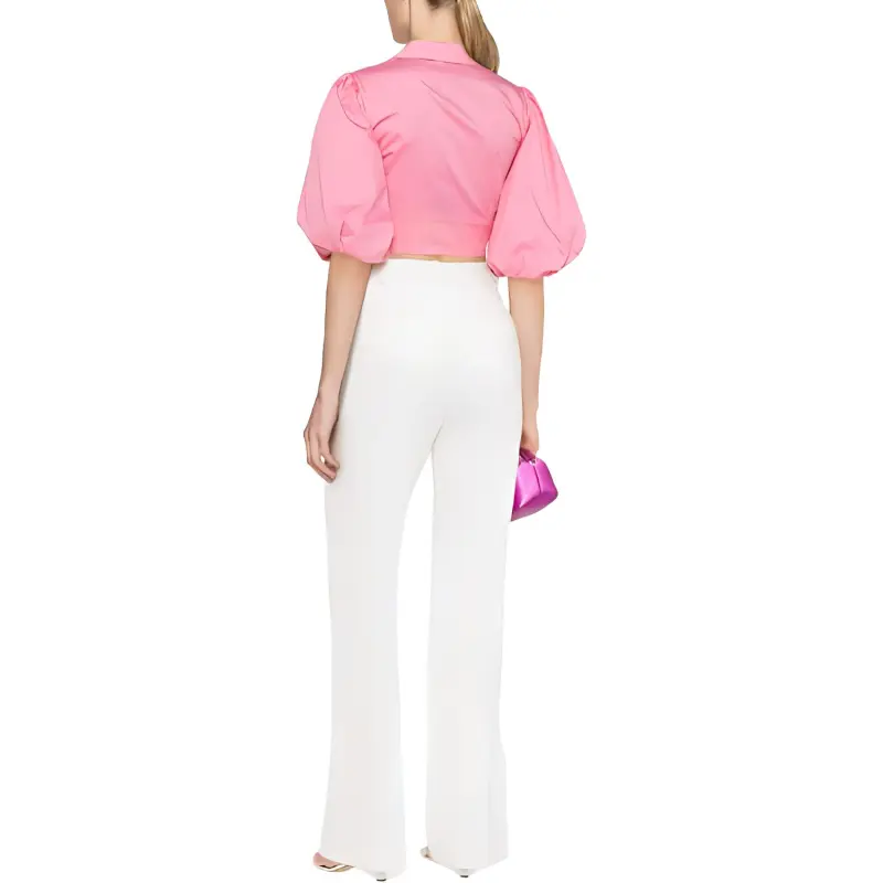 Self portrait Puff sleeve Cropped Shirt-1