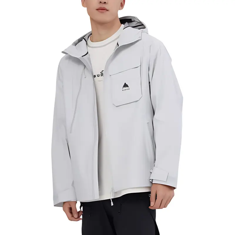 BURTON DRYRIDE 3L Water Resistant Windproof Breathable Water Repellent Windbreaker Jacket Men's White-1