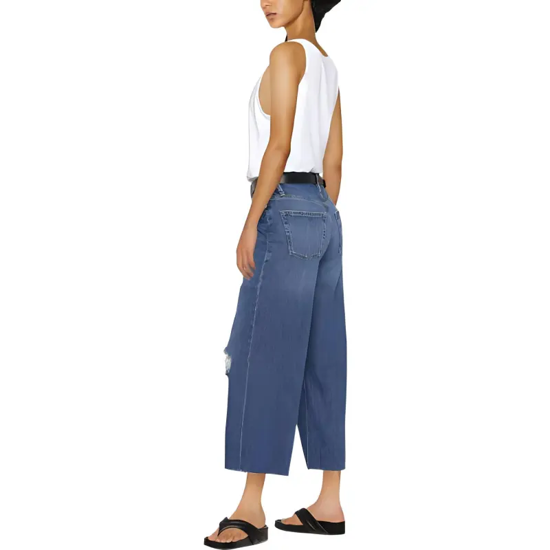 FRAME Distressed Wide Leg Jeans-3