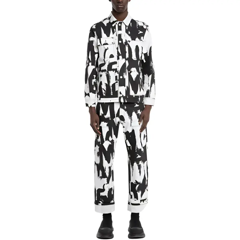 Alexander McQueen Graffiti print Straight leg Jeans-1