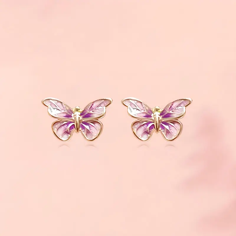 CHINA GOLD 18K Gold Stud Earrings Women's-2