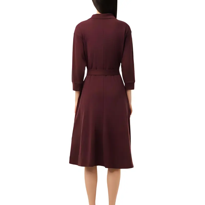 LACOSTE Logo embroidered Midi Shirt Dress-2