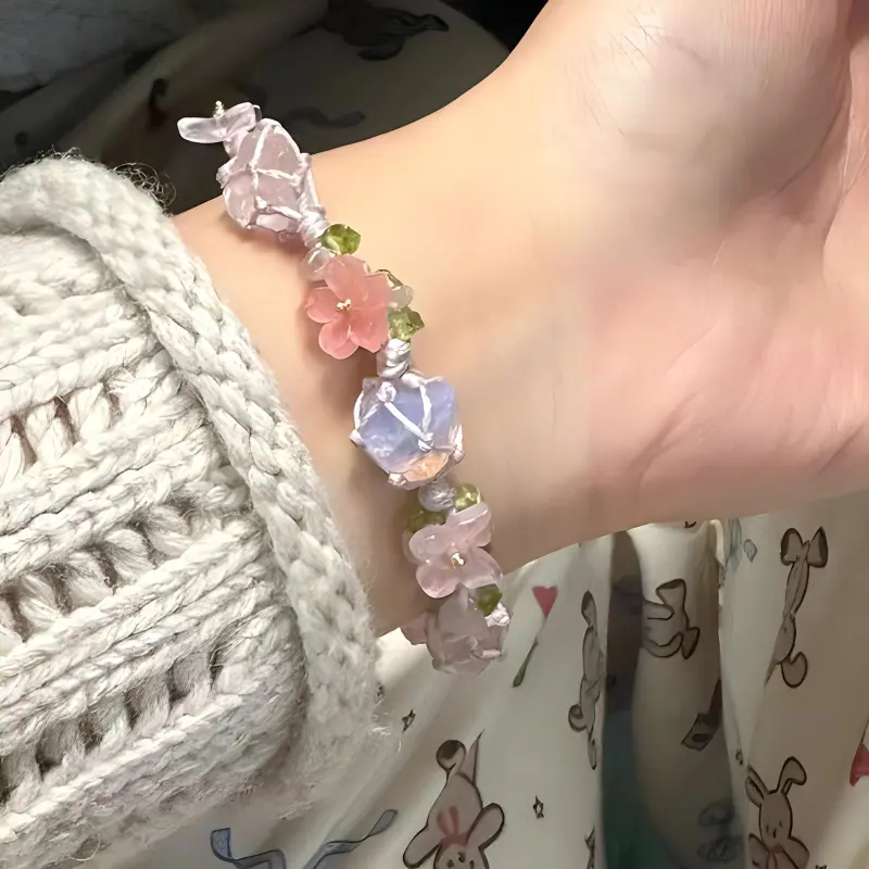 AWD Pink Crystal Rope Bracelets Women's-2