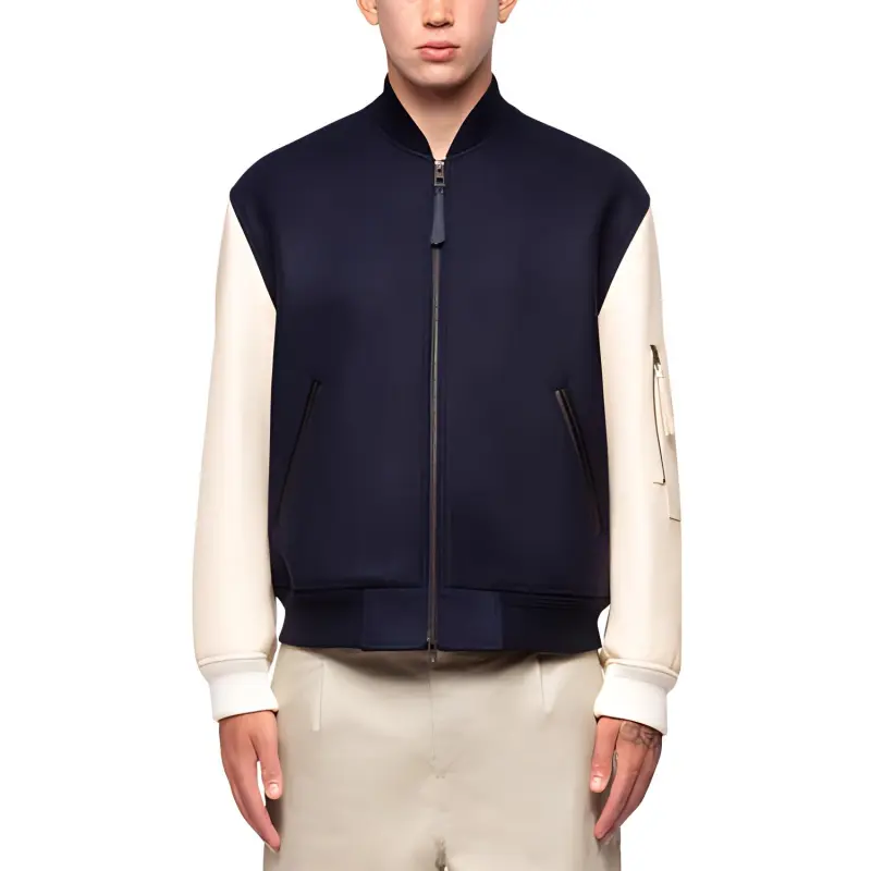 LOEWE Leather Sleeve Bomber Jacket-1