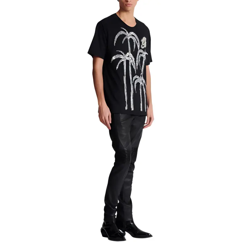 BALMAIN Sequin embellished Cotton T shirt-4