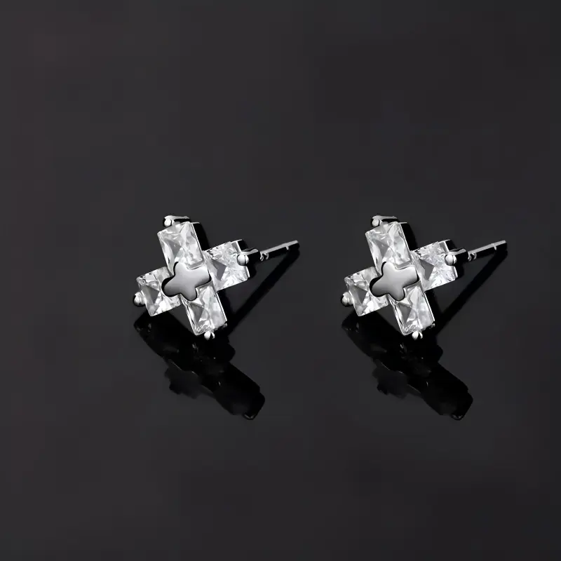 Shang Yinfu Alloy Zircon With 925 Sterling Silver Needle Stud Earrings Women's-3