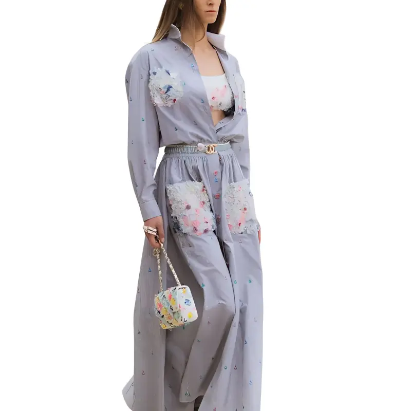 CHANEL SS23 Long-Sleeved Dresses Women's Blue-1